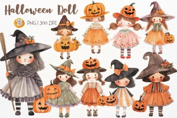 Download Cute Halloween Doll Sublimation Clipart - Halloween doll Collection