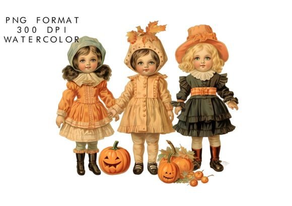 Download Watercolor Halloween Doll Clipart - Halloween doll Collection